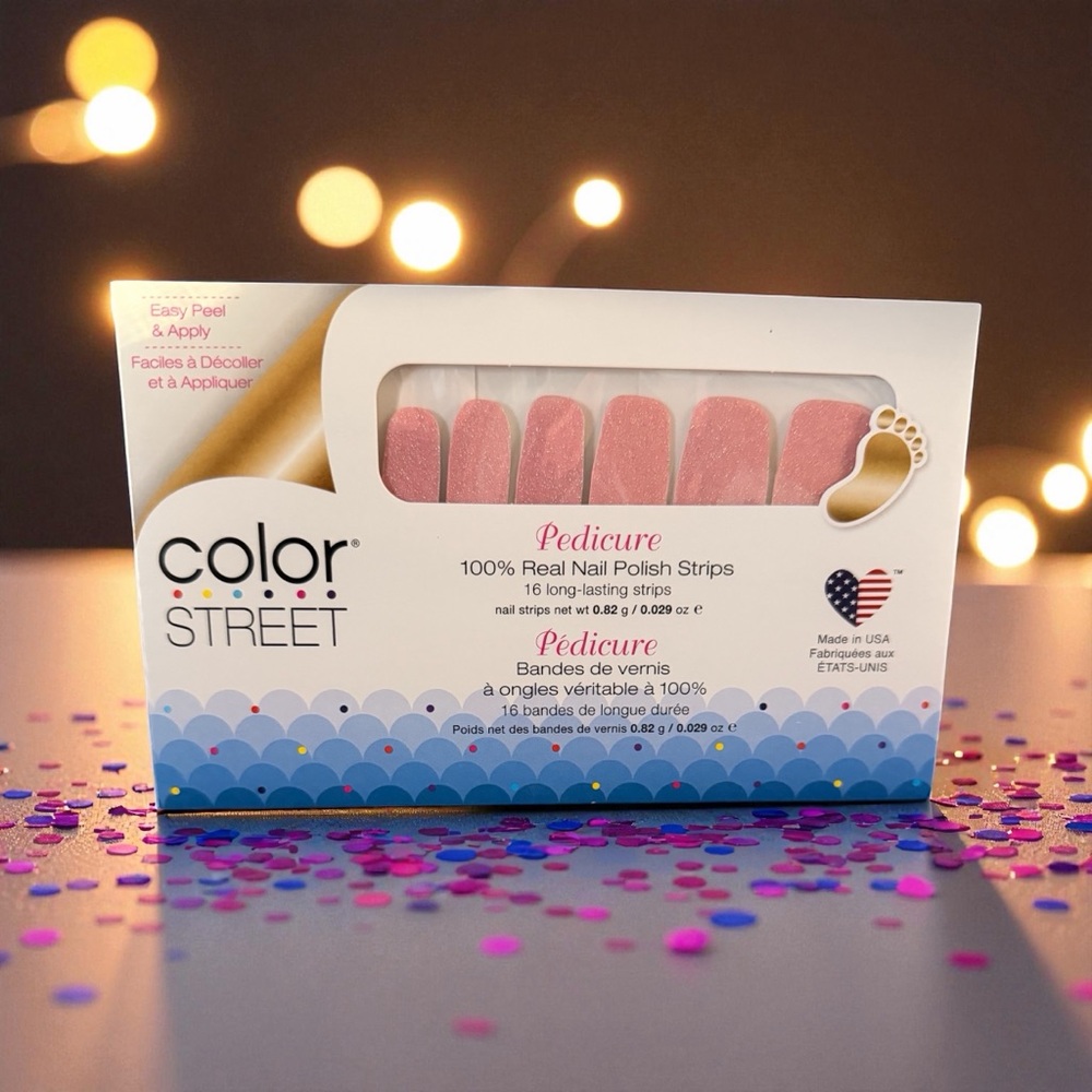Color Street Call Your Blush Pedicure Set – Pink Glitter Nail Strips